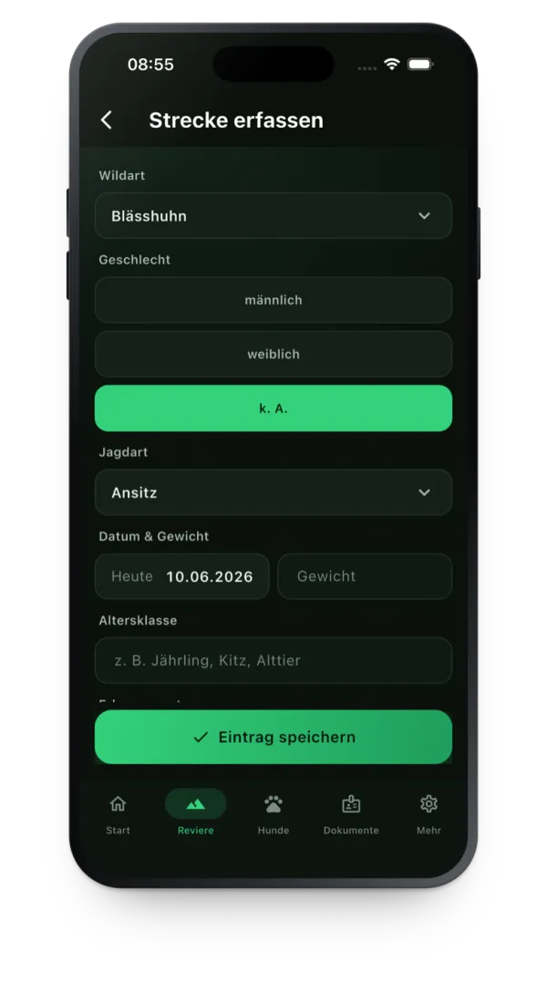 Strecke erfassen in der Waidwart-App